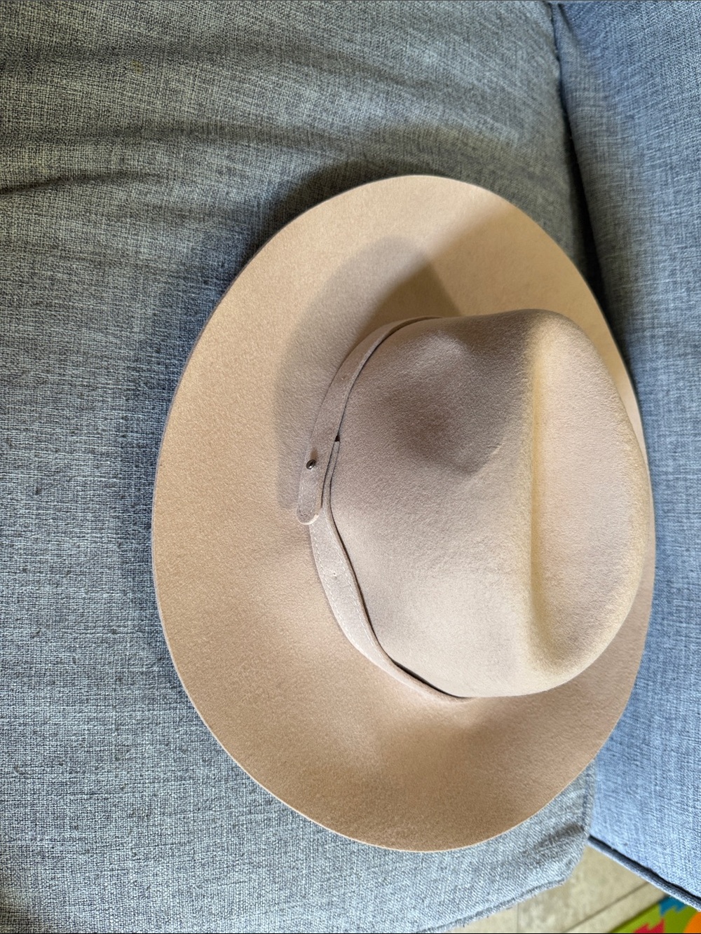 Wide-Brim Felt Fedora Hat in Tan